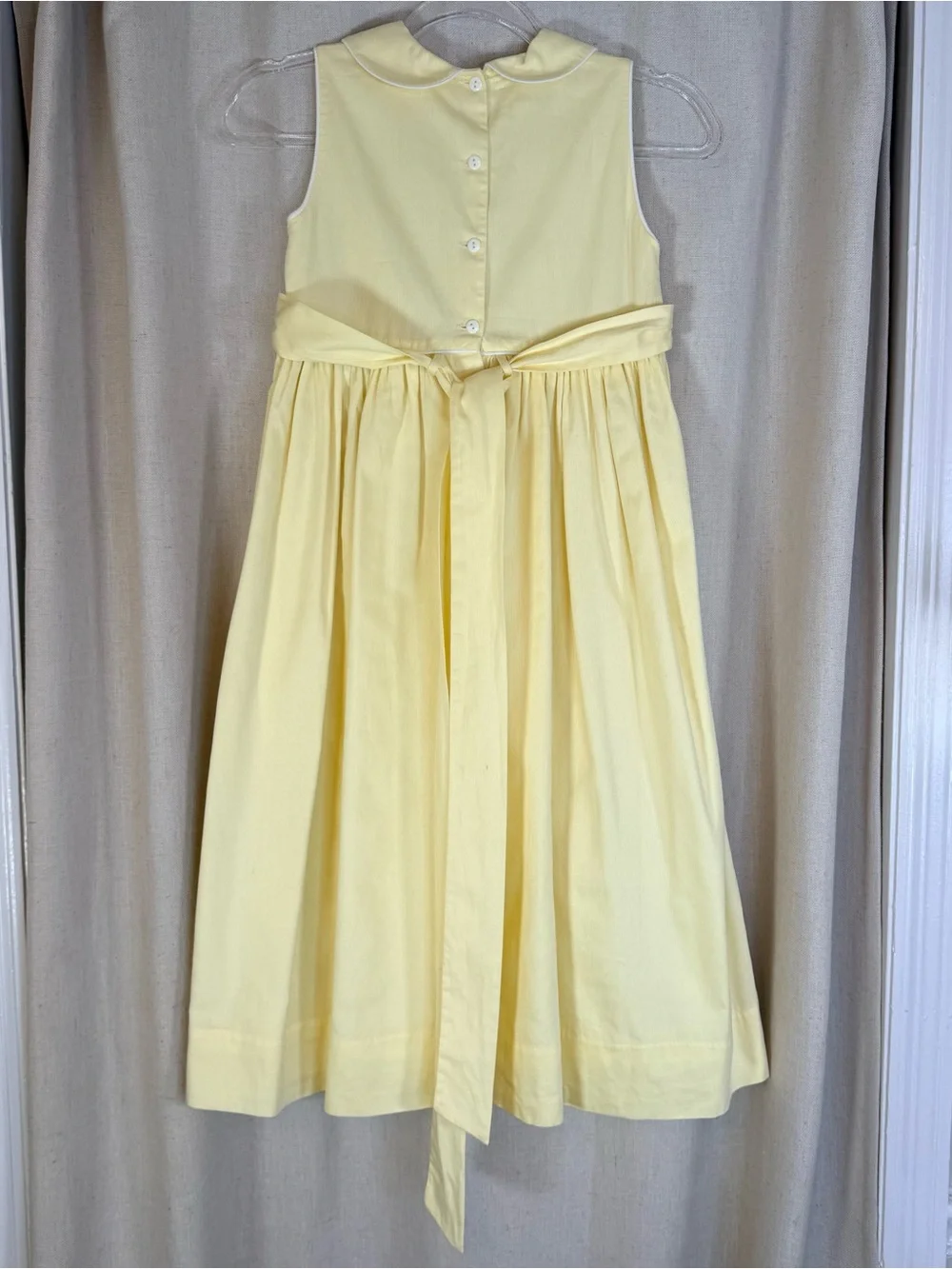 Strasburg Children Yellow Cotton Heirloom Dress Hand Embroidered Floral Collar